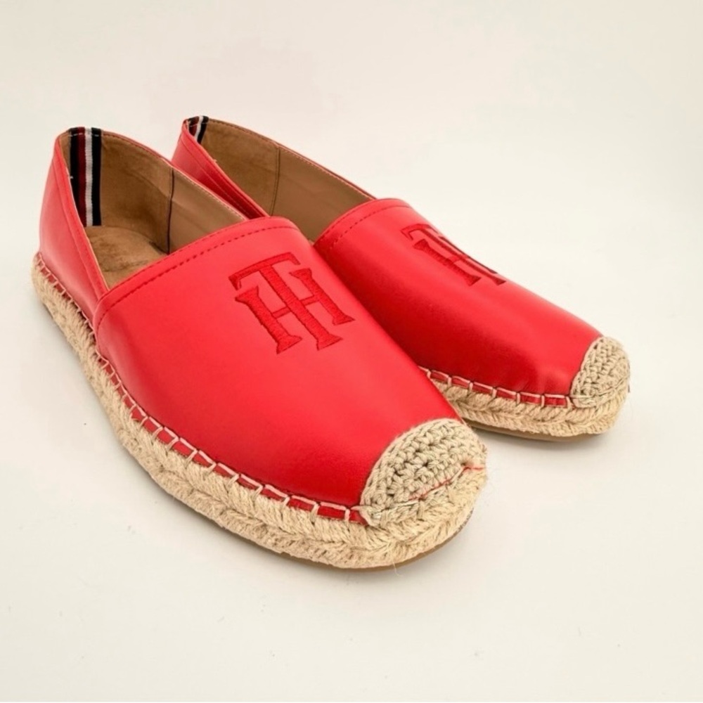 New No  Box Red Espadrille Flats leather